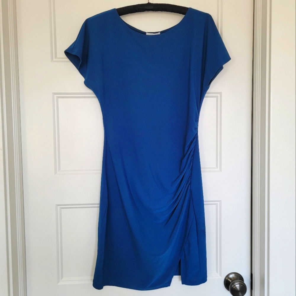 Leith Blue Cap Sleeve Ruched Mini Dress Size Small